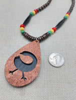 African Sankofa Necklace Wooden Black Adinkra Symbols Ghana Jewelry Unisex