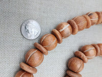 Large Cowrie Shell Necklace Wooden Carved Beaded Jewelry Men Beach Boho