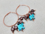 Turquoise Elephant Earrings Beaded Copper Jewelry Women