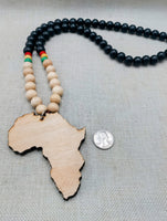Large Africa Pendant Wooden Necklace Men Jewelry Black Rasta