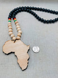Large Africa Pendant Wooden Necklace Men Jewelry Black Rasta