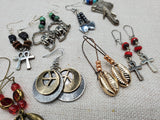 Women Earrings Afrocentric Ethnic Elephant Peace Ankh Set of 10 Wholesale Bulk Jewelry Silver Beaded