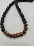 Men Beaded Necklace Black Brown Beaded Jewelry Handmade Gift Father's Day for Him