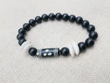 Black White Bracelet Beaded Unisex Size 8 Handmade Stretch Jewelry