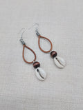 Cowrie Earrings Women Dangle Jewelry Brown Beaded Ethnic Handmade