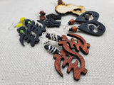 Wooden African Earringd Dankofa Gye Nyame Beaded Women Jewelry Handmade Dangle Afrocentric Set of 5