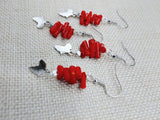 African Earrings Silver Red Dangle Jewelry Drop Women Ethnic