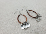 Women Leather Brown Dangle Silver Charm Pendant Earrings Boho Jewelry