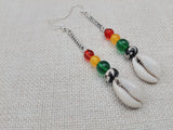 Cowrie Earrings Women Rasta Jewelry Beaded Long Dangle Handmade