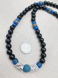 Men Necklace Black Blue Beaded Jewelry Handmade Gift Ideas Ethnic