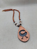 African Sankofa Bird Necklace Women Jewelry Beaded Black Wooden