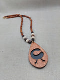 African Sankofa Bird Necklace Women Jewelry Beaded Black Wooden