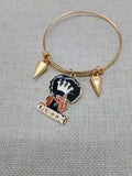 Black Women Bangle Charm Bracelet Queen Jewelry Set of 2 Sankofa Cowrie Gye Nyame Stainless Steel