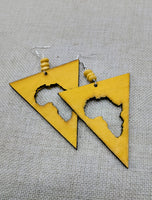 Africa Earrings Wooden Yellow Motherland Women Large Handmade
