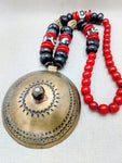 African Necklace Red Brass Black Vintage Men Women Jewelry Extra Large Photography