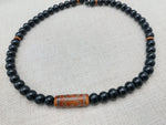 Men Necklace Agate Stone Beaded Black Jewelry