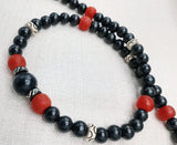 Men Necklace Beaded Jewelry Red Black White Fashion Statement Handmade Gift Ideas