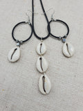 Cowrie Shell Women Jewelry Set Necklace Earrings Silver Dangle Gift Idea