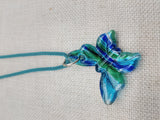 Women's Blue Murano Glass Pendant Green Butterfly Necklace