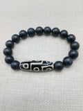 Men Jewelry Bracelets Black Agate Stone Ethnic Statement Beaded 8 inch