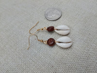 Cowrie Set Jewelry Beaded Wood black Cord Earrings Necklace Women Gift Idea Handmade