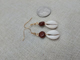 Cowrie Set Jewelry Beaded Wood black Cord Earrings Necklace Women Gift Idea Handmade