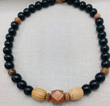 Men Necklace Wood Beaded Black Brown