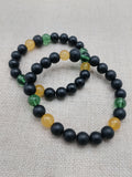 Bracelet Beaded Jamaican Flag Inspired Green Yellow Black Jewelry Handmade