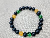 Bracelet Beaded Jamaican Flag Inspired Green Yellow Black Jewelry Handmade