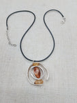 Women Jewelry Silver Stone Natural Citrine Necklace Handmade Black Cord