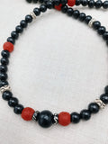 Men Necklace Beaded Jewelry Red Black White Fashion Statement Handmade Gift Ideas