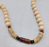 Men Necklace Agate Wood Beaded Jewelry Statement Ethnic Unique