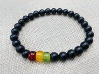 Ghana Bracelets Red Black Green African Jewelry Stretch Handmade Size 8