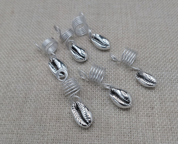 Silver Cowrie Hair Jewelry Accessories Locs, Twist, dreads, and braids