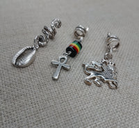 Rasta Hair Jewelry Accessories Locs Twist Braids Cowrie Ankh Lion of Judah