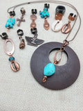 Turquoise Copper Jewelry Necklace Set of 10 Hair Accessories Dreadlocks Twist Braids Women