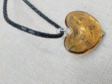 Heart Necklace Love Women Jewelry Murano Blue Gold Black Leather Cord Gift Ideas