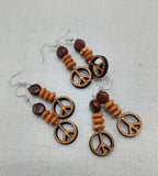 Peace Earrings Wooden Beaded Jewelry Women