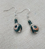 Agate Stone Earrings Green Silver Dangle Beaded Drop Women Jewelry