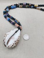 Large Cowrie Shell Necklace Whole African Krobo Beads Jewelry Men Black Blue
