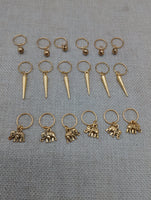Hair Jewelry Accessories Locs Twist Braids Set of 18 Dreads Gold Accents Dangle Elephants Bells