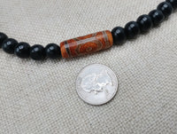 Men Necklace Agate Stone Beaded Black Jewelry