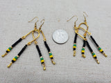 Jamaica Earrings Women Gold Long Beaded Jewelry Handmade Beaded Green Yellow Black