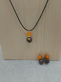 Women Jewelry Set Necklace Earrings Stone Orange Gold Statement Fashion Gift Set