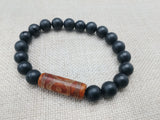 Unisex Bracelet Black Brown Agate Stone Jewelry Ethnic Round Statement Beaded