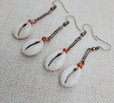 Cowrie Earrings Copper Jewelry Women Long Dangle Ethnic