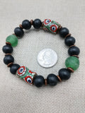 Men Bracelets Black Green Red Beaded Jewelry Ethnic Fashion Statement Size 8