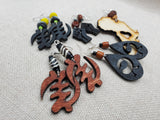 Wooden African Earringd Dankofa Gye Nyame Beaded Women Jewelry Handmade Dangle Afrocentric Set of 5