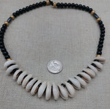 Women's Cowrie Shell Necklace Black Gold Beaded Jewelry Ethnic Fashion Statements Gift