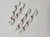 Women Earrings Beaded Jewelry Handmade Red Black Green Pan African Cowrie Long Dangle